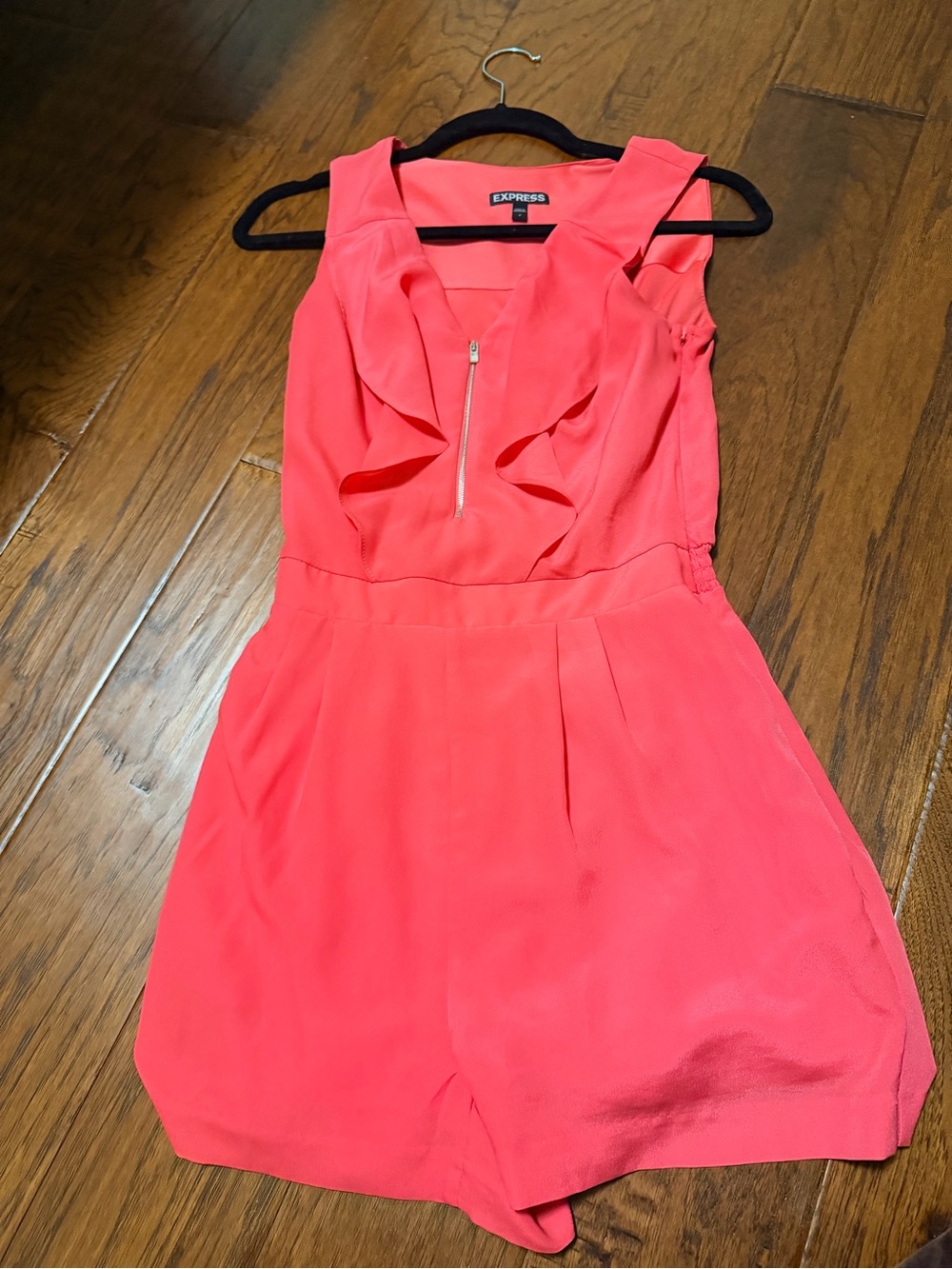 Express Coral Pink Ruffle Front Romper size 2